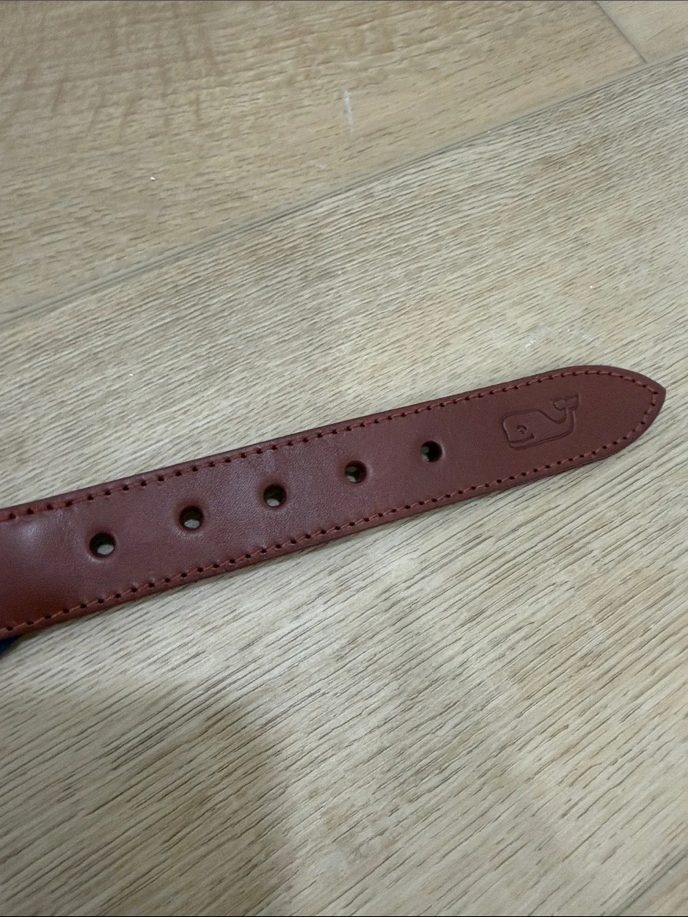 Vineyard Vines Pink Woven Belt with Brown Leather Trim